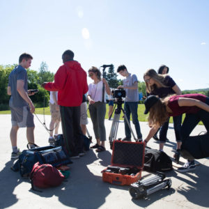 Summer Academy Film School students preparing for a shoot