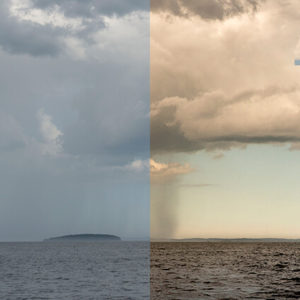 Before and after image of a ship using Adobe Lightroom