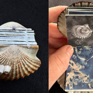 Shell Books workshop at Maine Media, closed and open book - By Gabrielle Reed
